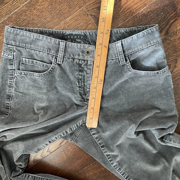 Theory Distressed Gray Corduroy Flare Pants-Size 0 - Picture 8 of 9